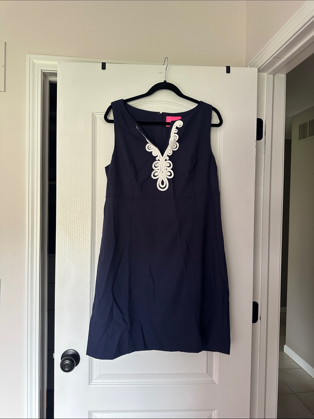 Lilly Pulitzer Navy Sleeveless Dress with White Appliqué V-Neck